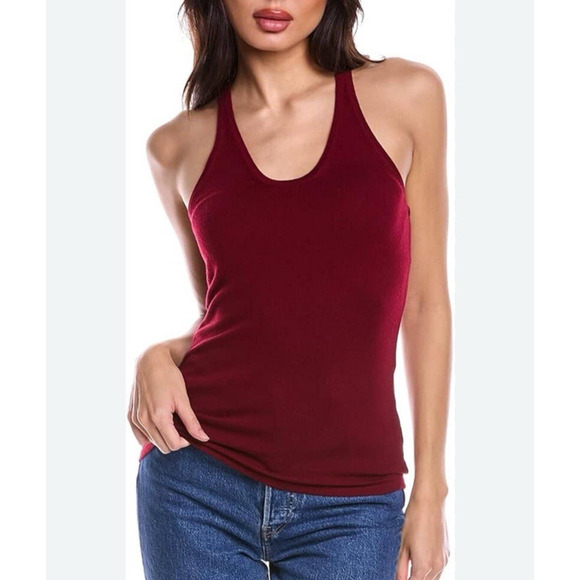 Trina Turk Belvedere Wool-Blend Cami Maroon Red Scoop neck Racer Back XS - Picture 1 of 7